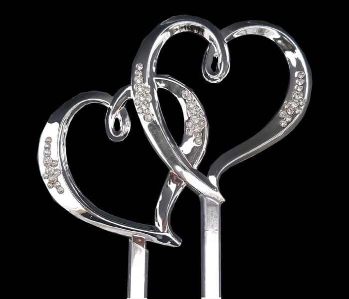 1006-985 Cake Topper Silver Weeet Hearts 11cm x 13cm High 5.00