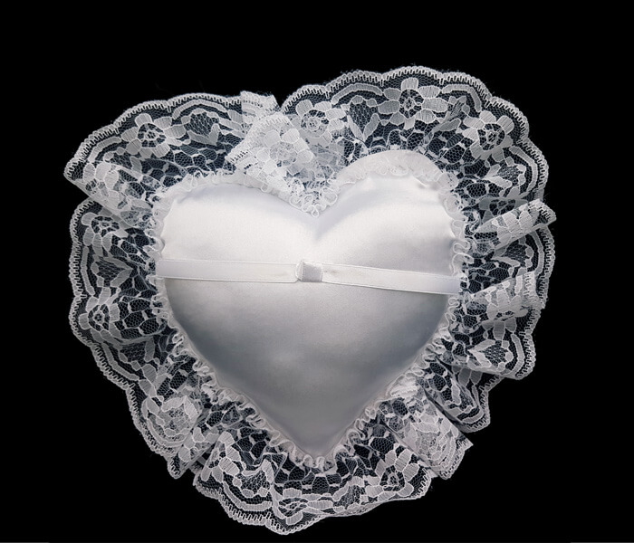 120-816 White Heart Shaped Pillow with Lace 6