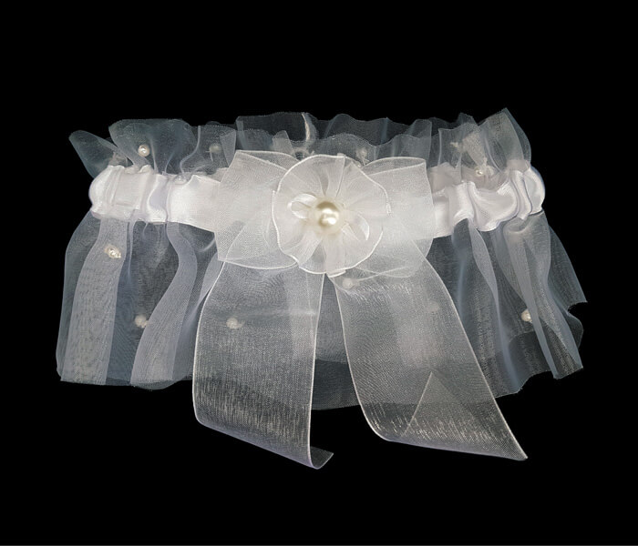 BR-1148 Garters Organza with Pearls 3.00