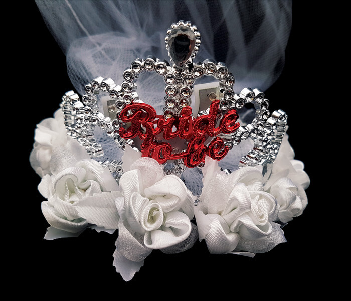 FTVR Tiara with Veil Flashing Bride to Be-Red Veil 65cm Long Battery included 5.50