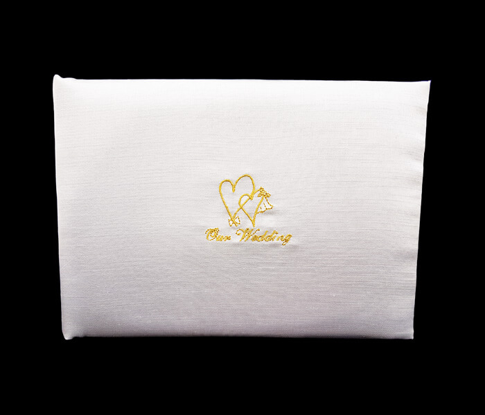 KW-2A5.03 Guess Book Our Wedding Ivory Gold writing Comes with Bride _ Groom Family Pages Bride _ Groom Attendants Pages with 60 Pages for Guests to Sign 10.00