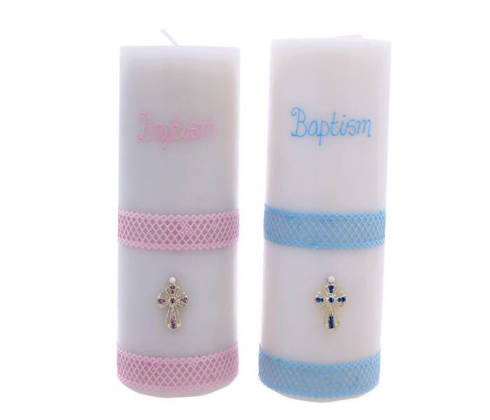 Z1017-BAPP-Pink, BAPB-Blue $17.00 9x3 inch Australian Made _ Decorated Candle