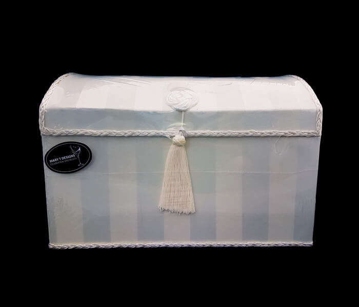 1006-401 Ivory 1006-402 White Treasure Box satin with Tasssel Flap- 25.5cm widthx36cm Length x25cm High 35.00