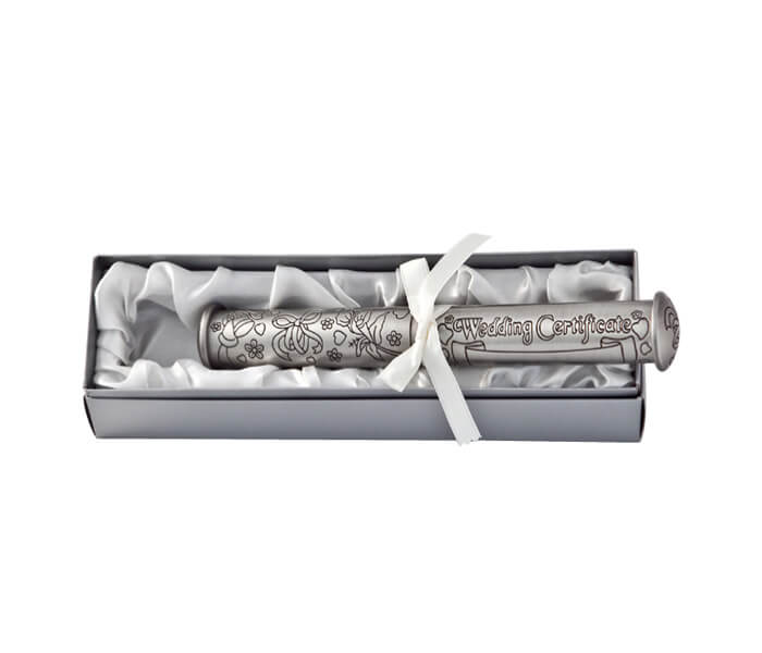 BWedhol-P $13.00 Wedding Certificate Holder Pewter