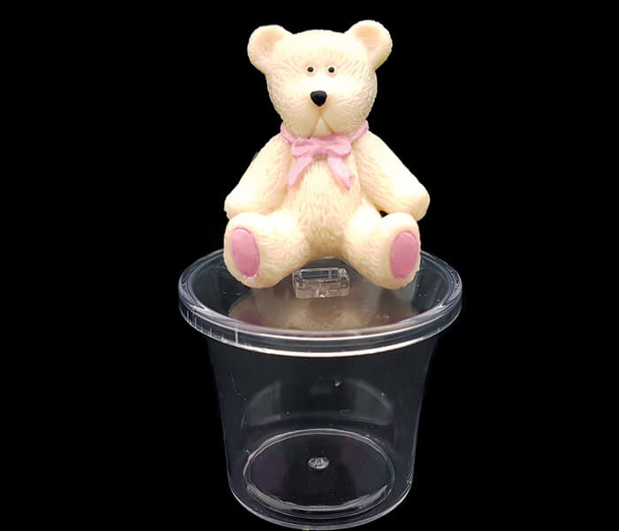 EL-341 BombonierePink Teddy Bear Container -4pce 6cm round 9cm high 1.25per piece 5.00 per packet