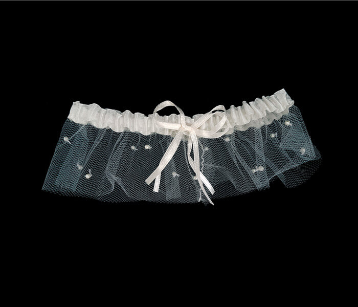 PL-4666N Garters Ivory Tulle Scatter Pearls 3.00