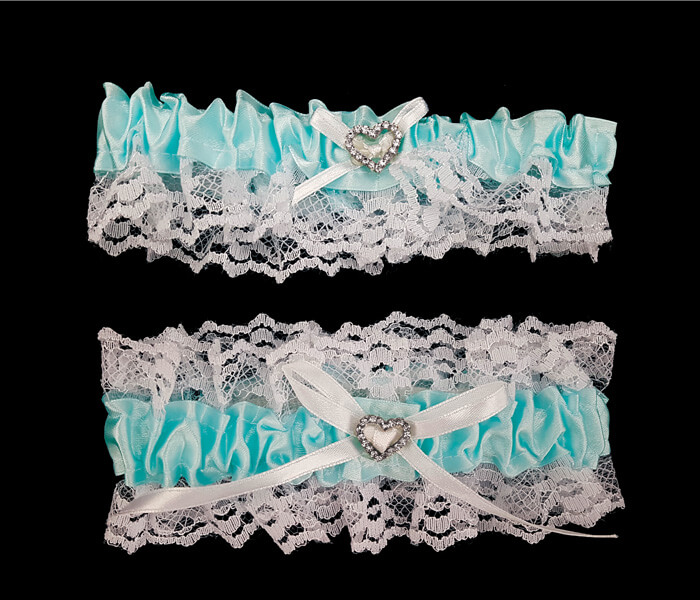 V35921-B Garter twin Pack Blue with heart diamante keep -6.5cm throw 4.5cm 6.00